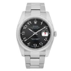 ROLEX DATEJUST 36 STEEL BLACK CONCENTRIC ARABIC DIAL AUTOMATIC MEN WATCH 116200