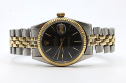 VINTAGE 1984 ROLEX DATEJUST 36MM 16013 BLACK DIAL JUBILEE TT WATCH #WI451