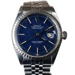 ROLEX DATEJUST 1971 REF 1603 BLUE MOSAIC SHANTUNG DIAL 36MM CAL 1575 RARE NICE
