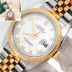 UNPOLISHED ROLEX DATEJUST 36MM 2-TONE WHITE ROMAN DIAL 116233 JUBILEE BOX PAPERS