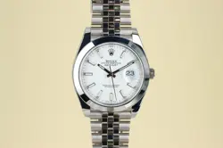 ROLEX DATEJUST 41MM WHITE STICK DIAL SMOOTH BEZEL STEEL JUBILEE BRACELET 126300