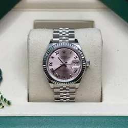 ROLEX LADY-DATEJUST PINK ROMAN DIAL STAINLESS STEEL FLUTED BEZEL JUBILEE