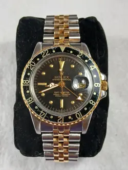 VINTAGE ROLEX GMT-MASTER 1675 BLACK DIAL TWO-TONE JUBILEE BAND CIRCA 1978