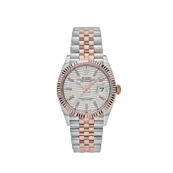 ROLEX DATEJUST 36 126231 ROSE GOLD STAINLESS STEEL SILVER FLUTED MOTIF DIAL