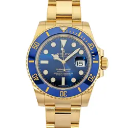 ROLEX 116618LB SUBMARINER DATE YELLOW GOLD BLUESY 40MM 2020 BOX & PAPERS