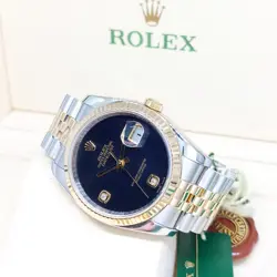 Rolex 36mm 18K Half Yellow Gold Onyx 6 & 9 Diamonds Dial Datejust REF: 116233