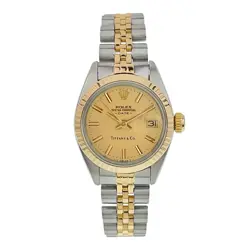 ROLEX DATEJUST TIFFANY DIAL GOLD STEEL CHAMPAGNE DIAL 26MM AUTOMATIC WATCH 6917