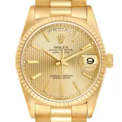 ROLEX PRESIDENT DAY-DATE YELLOW GOLD TAPESTRY DIAL MENS WATCH 18238