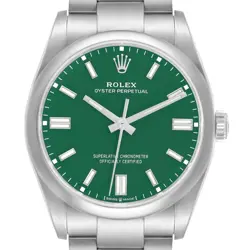 ROLEX OYSTER PERPETUAL GREEN DIAL AUTOMATIC STEEL MENS WATCH 126000