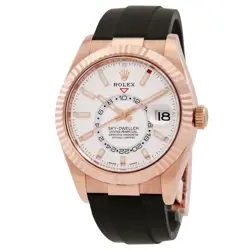 ROLEX SKY-DWELLER AUTOMATIC CHRONOMETER 18KT ROSE GOLD WHITE DIAL MEN'S WATCH