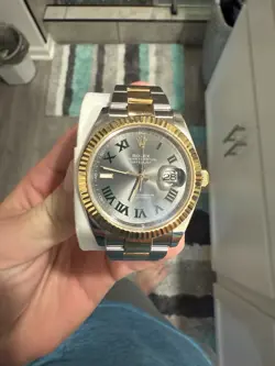 ROLEX DATEJUST 41  126333 TWO-TONE GOLD FLUTED BEZEL ROMAN WIMBLEDON 2017