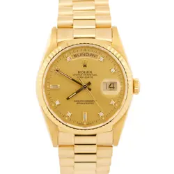 ROLEX DAY-DATE PRESIDENT CHAMPAGNE DIAMOND 36MM 18K YELLOW GOLD 18238 WATCH