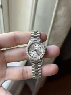 6917 ROLEX DATEJUST 26MM SILVER WHITE GOLD 18K PRESEDENTIAL WATCH ONLY 1980