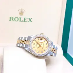ROLEX 26MM 18K HALF YELLOW GOLD CHAMPAGNE DIAMONDS DATEJUST REF: 69173 (E)