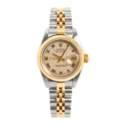 1991 ROLEX LADY DATEJUST 26MM IVORY PYRAMID DIAL JUBILEE YELLOW GOLD STEEL WATCH