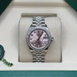 ROLEX LADY-DATEJUST PINK DIAMOND STAINLESS STEEL DIAMOND BEZEL JUBILEE BRACELET