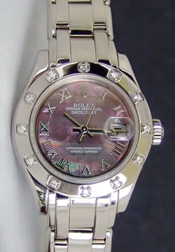 ROLEX PEARLMASTER 29, 80319, WHITE GOLD, BLACK MOTHER OF PEARL ROMAN, PEARLMA...