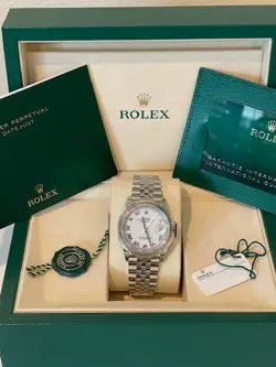 ROLEX DATEJUST 36 WHITE ROMAN DIAL STAINLESS STEEL FLUTED BEZEL JUBILEE BRACELET