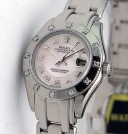 ROLEX PEARLMASTER 29, 80319, WHITE GOLD, DECORATED MOTHER OF PEARL ROMAN, PEA...