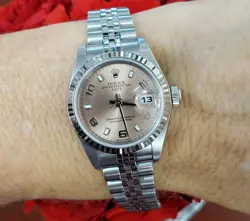 ROLEX DATEJUST 26MM 79174 SS/18K WHITE GOLD JUBILEE SALMON ARABIC DIAL AUTO 2004