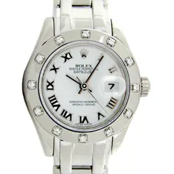 ROLEX PEARLMASTER 29, 80319, WHITE GOLD, WHITE ROMAN DIAL, PEARLMASTER BRACEL...
