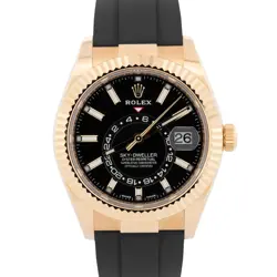 PAPERS ROLEX SKY-DWELLER 18K YELLOW GOLD BLACK OYSTERFLEX 42MM 326238 BOX