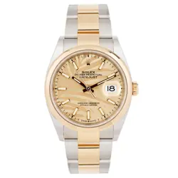 ROLEX DATEJUST 36 STAINLESS STEEL YELLOW GOLD PALM DIAL 36MM 126203 FULL SET