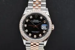 ROLEX DATEJUST 36 18K EVEROSE GOLD & STEEL FACTORY DIAMOND BEZEL  126281RBR