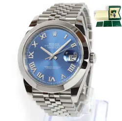 2024 ROLEX DATEJUST 126300 41MM BLUE ROMAN DIAL SMOOTH JUBILEE BOX PAPERS