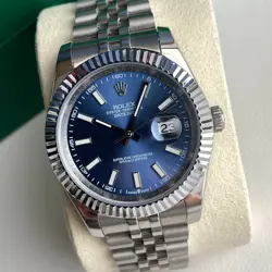 AUTHENTIC?ROLEX?WATCH?BLUE STICK MOTIF STEEL JUBILEE DATEJUST 41MM MEN'S WATCH