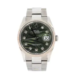 ROLEX OYSTER PERPETUAL DATEJUST PALM MOTIF AUTOMATIC WATCH STAINLESS STEEL