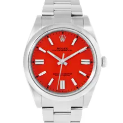 ROLEX OYSTER PERPETUAL CORAL RED DIAL 41MM STEEL
