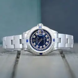 Rolex Datejust Ladies Stainless Steel Watch Blue Diamond Dia, Bezel Oyster Band