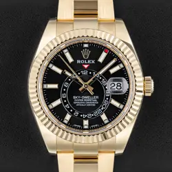 ROLEX SKY-DWELLER 326938 GOLD OYSTER BRACELET WITH GOLD BEZEL