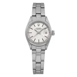 ROLEX PERPETUAL DATE 26MM STEEL SILVER DIAL LADIES AUTOMATIC WATCH 6916