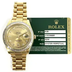 ROLEX DAY-DATE II, 41MM, PRESIDENT BRACELET, YELLOW GOLD, CHAMPAGNE DIAMOND D...