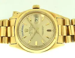 1959 Vintage Rolex Day-Date 6611B President 18k Yellow Gold Bracelet Big Logo!