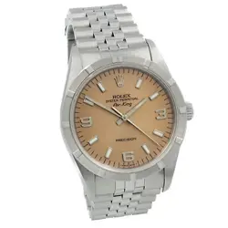 Rolex OP Air-King Watch Ref 14010 Salmon 34mm Engine Turned Bezel #W127384-1