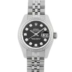 ROLEX DATEJUST 10P DIAMOND 179174G BLACK V NUMBER SECOND HAND WOMEN