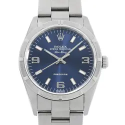 ROLEX AIR KING 14010M BLUE 369 WHITE BAR K NUMBER SECOND HAND MENS