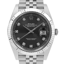 ROLEX Datejust 41 10P diamond 126334G Slate (Grey) 5-row Jubilee Bracelet Ra...