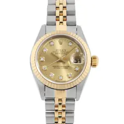 ROLEX DATEJUST 10P DIAMOND 79173G CHAMPAGNE GOLD P NUMBER SECOND HAND WOMEN