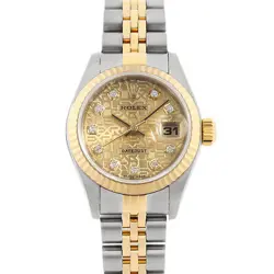 ROLEX DATEJUST 10P DIAMOND 79173G CHAMPAGNE GOLD CARVING COMPUTER Y NUMBER S...