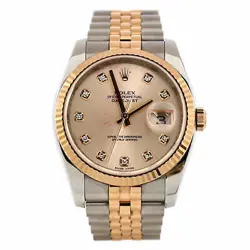 ROLEX OYSTER PERPETUAL DATEJUST AUTOMATIC WATCH STAINLESS STEEL AND ROSE GOLD