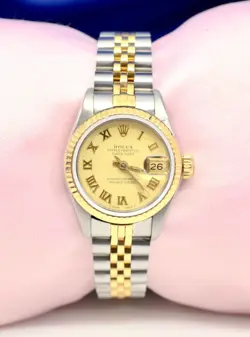 ROLEX OYSTER PERPETUAL DATEJUST WATCH STAINLESS STEEL & 18K YELLOW GOLD