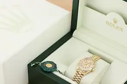 ROLEX LADIES PRESIDENT 69178 FACTORY RUBY STRING DIAMOND 18K YELLOW GOLD WATCH