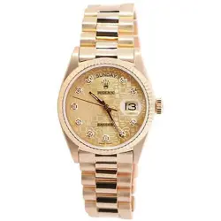 ROLEX DAY-DATE 36MM CHAMPAGNE DIAL WATCH 18038 YG