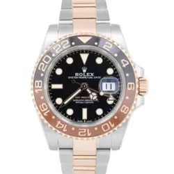 NEW PAPERS ROLEX GMT-MASTER II TWO-TONE 18K GOLD ROOT-BEER 40MM 126711 CHNR BOX