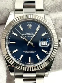 ROLEX DATEJUST 41MM BLUE INDEX DIAL OYSTER BRACELET 126334 BOX & PAPERS 2024