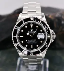 ROLEX OYSTER PERPETUAL SUBMARINER 16610 BLACK DIAL STAINLESS STEEL WATCH